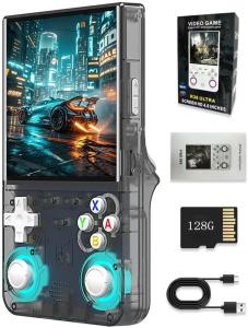 R36 Ultra Retro Games Console Handheld Games Consoles, R36S Upgrade 128GB Portable Video Games Emulator Console with 30000+ Classic Games, 4" IPS Screen Retro Handheld Game Console