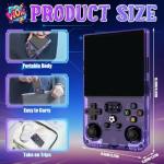 R36MAX Retro Handheld Game Console, Retro Gaming Console with 128G Built-in 22000+ Classic Games, Open Source Linux System 4 Inch IPS Screen Portable Games Consoles for Teens and Adults (Purple)