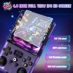 R36MAX Retro Handheld Game Console, Retro Gaming Console with 128G Built-in 22000+ Classic Games, Open Source Linux System 4 Inch IPS Screen Portable Games Consoles for Teens and Adults (Purple)