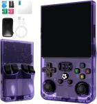 R36MAX Retro Handheld Game Console, Retro Gaming Console with 128G Built-in 22000+ Classic Games, Open Source Linux System 4 Inch IPS Screen Portable Games Consoles for Teens and Adults (Purple)