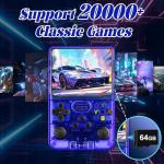 Blidinner R36S Retro Handheld Video Game Console -Linux System,3000mAh Battery,3.5 Inch Screen,64G TF Card,20000+ Classic Games,Portable Game Console for Present to Give Friends for Christmas-Blue