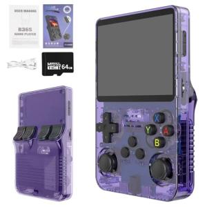 XPJBKC R36s Handheld Game Console, Retro Handheld with 3.5 Inch IPS Screen and 64G TF Card, Portable Hand Held Game Consoles with Linux System and 18000+ Preloaded Games, Gaming Console for Adults