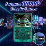 R36S Retro Video Game Console - Supports 30000+Classic Games, Open Linux Source, 3000mAh Battery, Portable Game Console with 3.5 Inche Screen,128G TF Card, Birthday Gift for Partner and Adults-Green