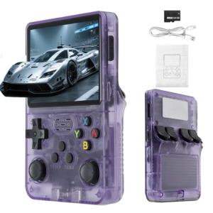 R36S Retro Handheld Game Console with 64G Built-in 15000+ Classic Games, Open Source System,3.5-Inch Screen Portable Classic Handheld Game Console -Birthday Gift for Kids ,Teens ,Man(Purple)
