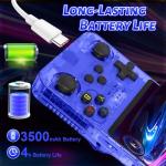 R36s Handheld Game Console, Retro R36s Game Console with 64G TF Card, 3.5 In Screen Linux System Retro Games Console Handheld (Blue, 64, GB)