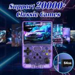 Blidinner R36S Retro Handheld Video Game Console -Linux System,3000mAh Battery,3.5 Inch Screen,64G TF Card,20000+ Classic Games,Portable Game Console for Present to Give Friends for Christmas-Purple