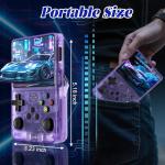 Blidinner R36S Retro Handheld Video Game Console -Linux System,3000mAh Battery,3.5 Inch Screen,64G TF Card,20000+ Classic Games,Portable Game Console for Present to Give Friends for Christmas-Purple