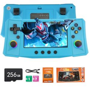 Handheld Game Console, 40,000 Games in 1, 4.5-Inch IPS Screen Retro Gaming Console,40000 Classic Games, 4000mAh,20＋Mainstream Emulator,Built-in 256G TF Card（Blue）