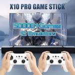 X10 Pro 2025 New Wireless Retro Game Console 50000+ Games 51 Emulator Console,4K HD Output Retro Game Stick with 2.4GHz Wireless Controllers,Cortex-A55,S905X3,Plug & Play Video Games for TV (White)