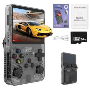 WDKXCN R36S Retro Handheld Game Console, Retro Games Console with 3.5 Inch HD Screen, Portable Handheld Games Consoles, Video Player with 64G TF Card and 15,000+ Classic Games, 3200mah Battery
