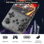 Retro Games Console R40 Handheld Game Console with 128GB, 20000+ Classic Games, 3.5 Inch IPS Screen Portable Gaming Console, Linux System, 20+ Emulators, USB-C Rechargeable 3000mAh Battery