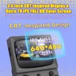 R36T Handheld Game Console with 3.5" CRT-Inspired Screen, Portable Retro Gaming Console with 22000+ Classic Games, Video Game Consoles Supports WiFi Networked Fighting and OTG (Gray 128GB)