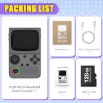 R36T Handheld Game Console with 3.5" CRT-Inspired Screen, Portable Retro Gaming Console with 22000+ Classic Games, Video Game Consoles Supports WiFi Networked Fighting and OTG (Gray 128GB)