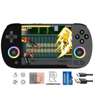 RG40XX H Handheld Game Console rg40xxh Retro Gaming Console 4.0'' IPS Screen with 64G TF Card Pre-Installed Games Linux 64-bit System Supports 5G WiFi Bluetooth HDMI and TV Output RG40XX Black