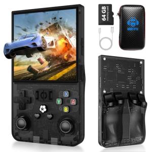 R36MAX Retro Games Console, 64GB Handheld Games Consoles with 18000+ Classic Games, 4 Inch IPS 720×720 Screen All in One Portable Gaming Console, Linux System 4000mAh Battery for Adults, Black