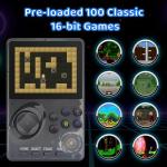 Kids Handheld Retro Game Console Pre-loaded 100 Classic 16-Bit Games, Handheld Video Gaming Console with 2.8" Color Screen, Rechargeable Battery, Handheld Game for Boys Girls (Transparent Grey)
