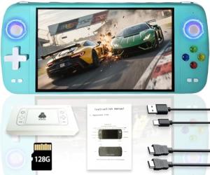 New M27 Handheld Game Console,Built-in 128G with 30000 games,Linux System,7-inch big IPS Screen,Portable Pocket Mini Arcade,HD Output (Green,128G)