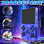 R36s Retro Handheld Game Console, Handheld Games Consoles with 3.5 Inch Ips Display and 20,000+ Classic Games, Portable Pocket R36s Game Console for Teens And Adults (64G) (Blue Translucent)