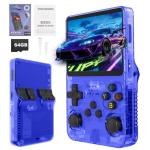R36s Retro Handheld Game Console, Handheld Games Consoles with 3.5 Inch Ips Display and 20,000+ Classic Games, Portable Pocket R36s Game Console for Teens And Adults (64G) (Blue Translucent)