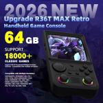 R36TMAX Retro Handheld Game Console, Retro Gaming Console 4.0'' IPS Screen with 18,000+ Classic Games, Supports Wi‑Fi Multiplayer & 2-Player Mode, 4000mAh Battery (Black 64GB)