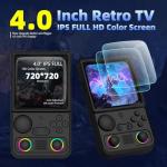 R36TMAX Retro Handheld Game Console, Retro Gaming Console 4.0'' IPS Screen with 18,000+ Classic Games, Supports Wi‑Fi Multiplayer & 2-Player Mode, 4000mAh Battery (Black 64GB)