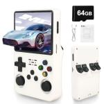 Blidinner R36S Retro Handheld Video Game Console -Linux System,3000mAh Battery,3.5 Inch Screen,64G TF Card,20000+ Classic Games,Portable Game Console for Present to Give Friends for Christmas-White