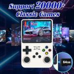 Blidinner R36S Retro Handheld Video Game Console -Linux System,3000mAh Battery,3.5 Inch Screen,64G TF Card,20000+ Classic Games,Portable Game Console for Present to Give Friends for Christmas-White