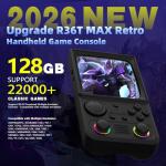 R36TMAX Retro Handheld Game Console, Retro Gaming Console 4.0'' IPS Screen with 18,000+ Classic Games, Supports Wi‑Fi Multiplayer & 2-Player Mode, 4000mAh Battery (Gray 128GB)