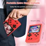 Handheld Games Consoles, Retro Handheld Game Console With a 3 inch Screen, Featuring over 500 Classic Games Pre Installed, Handheld Games Device Comes with Dual Controllers (Red)