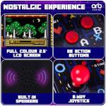 Orb - Mini Arcade Machine, 300 in-Built Games, 8-Bit Retro Arcade Games, 2.5” Full Colour Screen, 8-Way Joystick, 2 Buttons, Volume Control
