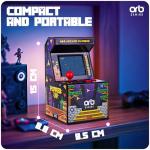 Orb - Mini Arcade Machine, 300 in-Built Games, 8-Bit Retro Arcade Games, 2.5” Full Colour Screen, 8-Way Joystick, 2 Buttons, Volume Control
