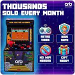 Orb - Mini Arcade Machine, 300 in-Built Games, 8-Bit Retro Arcade Games, 2.5” Full Colour Screen, 8-Way Joystick, 2 Buttons, Volume Control