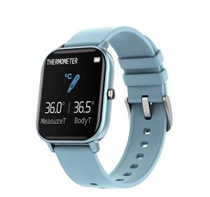 Blue Smart Watch with Fitness Tracker and Temperature Monitor