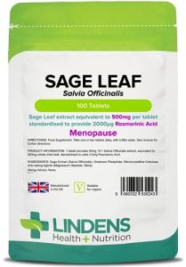 Lindens Sage Leaf Extract 500mg Tablets - 100 Count