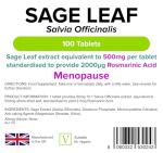 Lindens Sage Leaf Extract 500mg Tablets - 100 Count