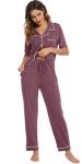 Soft Button Down Pajamas with Pockets for Women