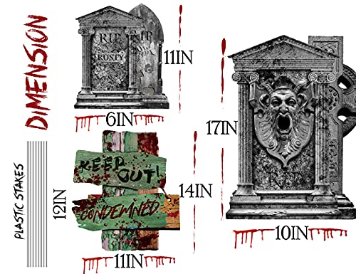 6 Pack Halloween Yard Signs and Tombstones Set