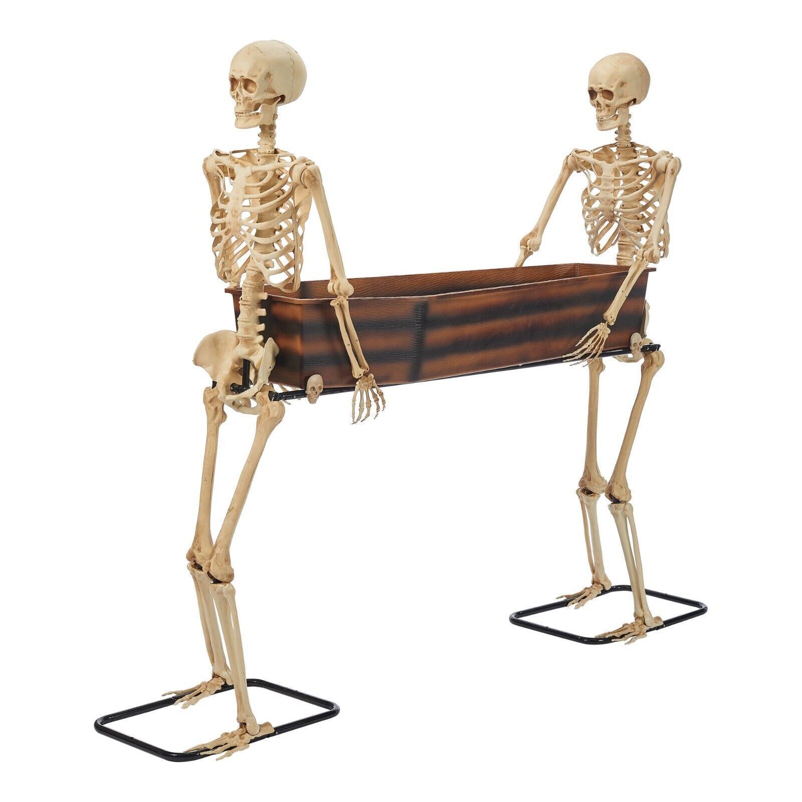 Life Size Skeleton Duo with Coffin Halloween Prop