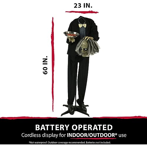 Life-Size Animatronic Headless Zombie Butler Decor