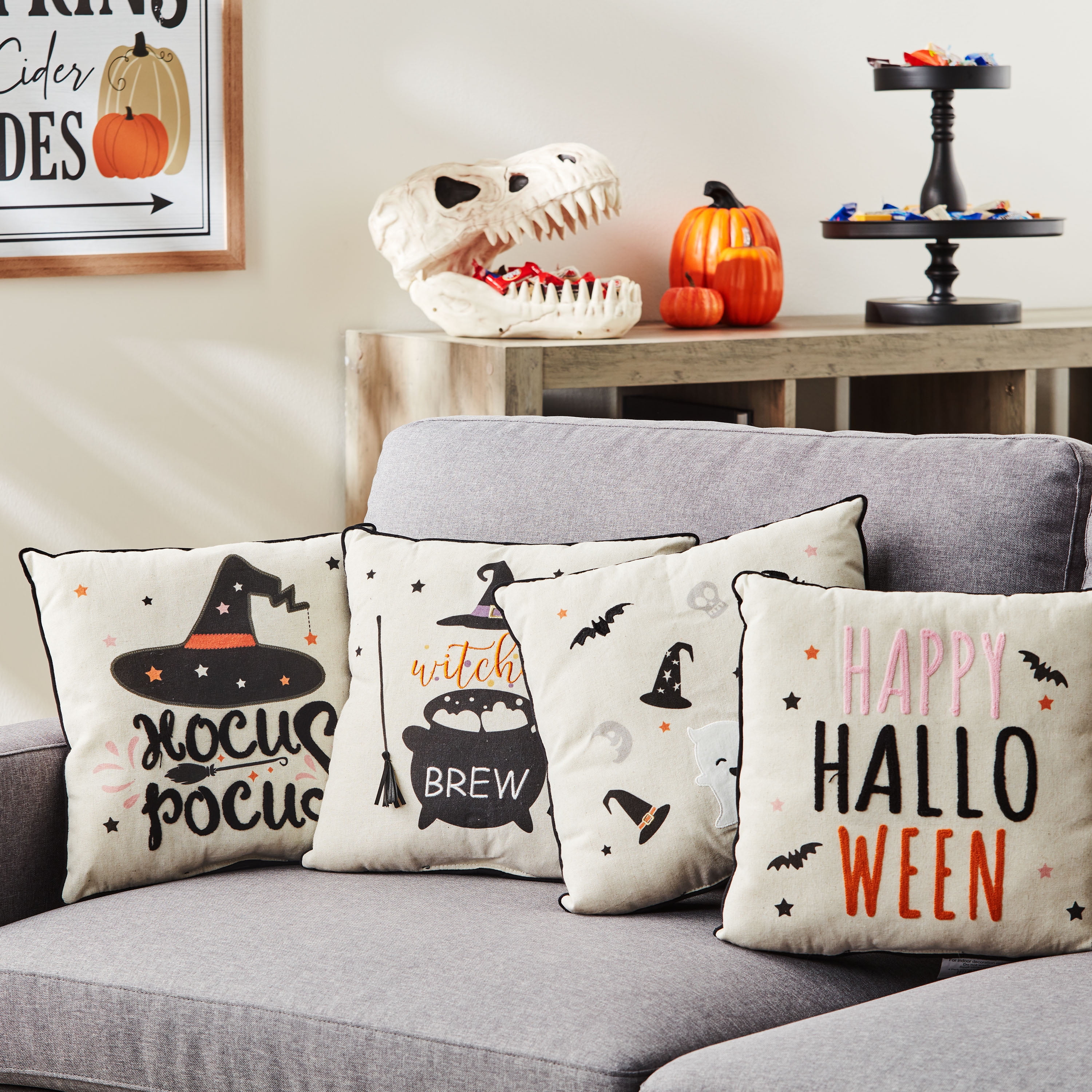 Halloween Decorative Pillow Set with 4 Designs