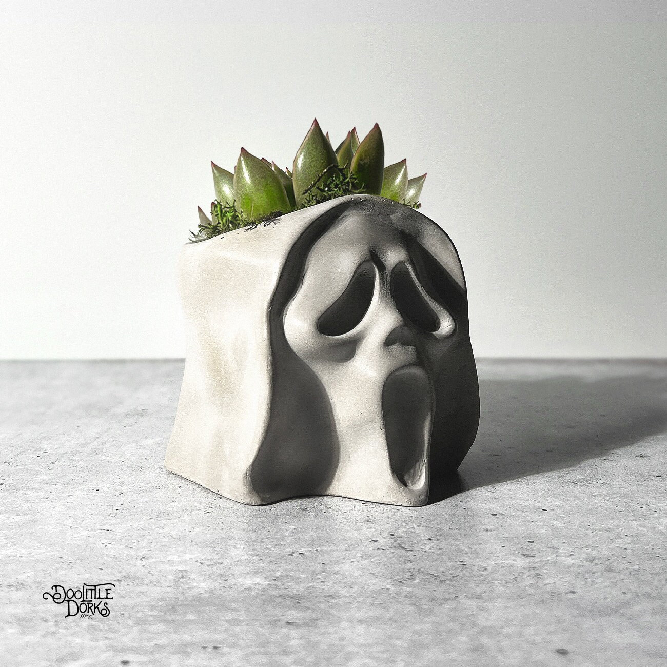 Ghost Face Scream Concrete Planter - Desk Planter