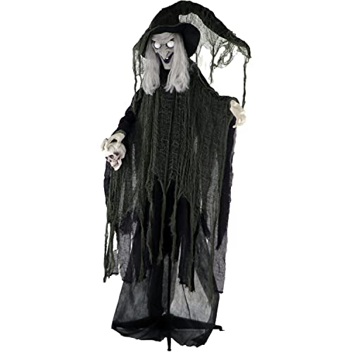 Talking Witch Prop with Rotating Body for Halloween