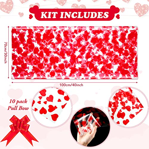 Large Valentine's Basket Bags with Bows - 12 Pcs