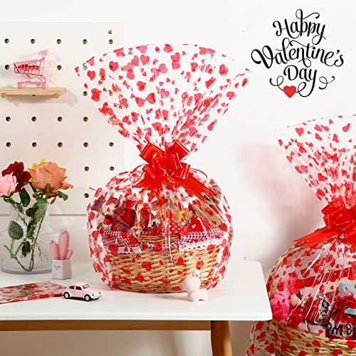 Large Valentine's Basket Bags with Bows - 12 Pcs