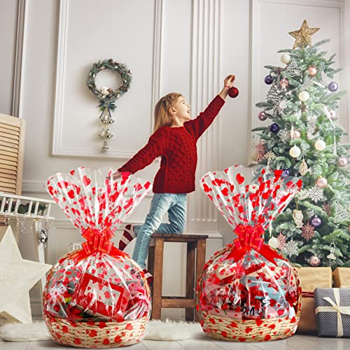 Large Valentine's Basket Bags with Bows - 12 Pcs