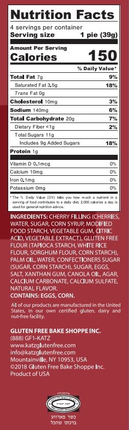 Katz Gluten Free Cherry Mini Pies - 6 Packs