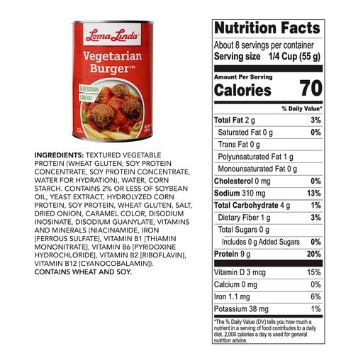 Loma Linda Vegetarian Burger - Plant-Based 6 Pack