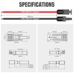 ECO-WORTHY 20FT 10AWG Solar Panel Extension Cable