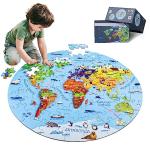 World Map Jigsaw Puzzle for Kids Ages 4-8
