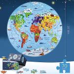 World Map Jigsaw Puzzle for Kids Ages 4-8
